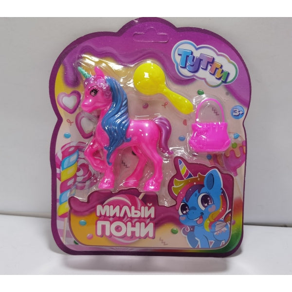 Единорог 10см, пластиковый, аксессуары 2шт, на блистере Тутти в кор.2*240шт