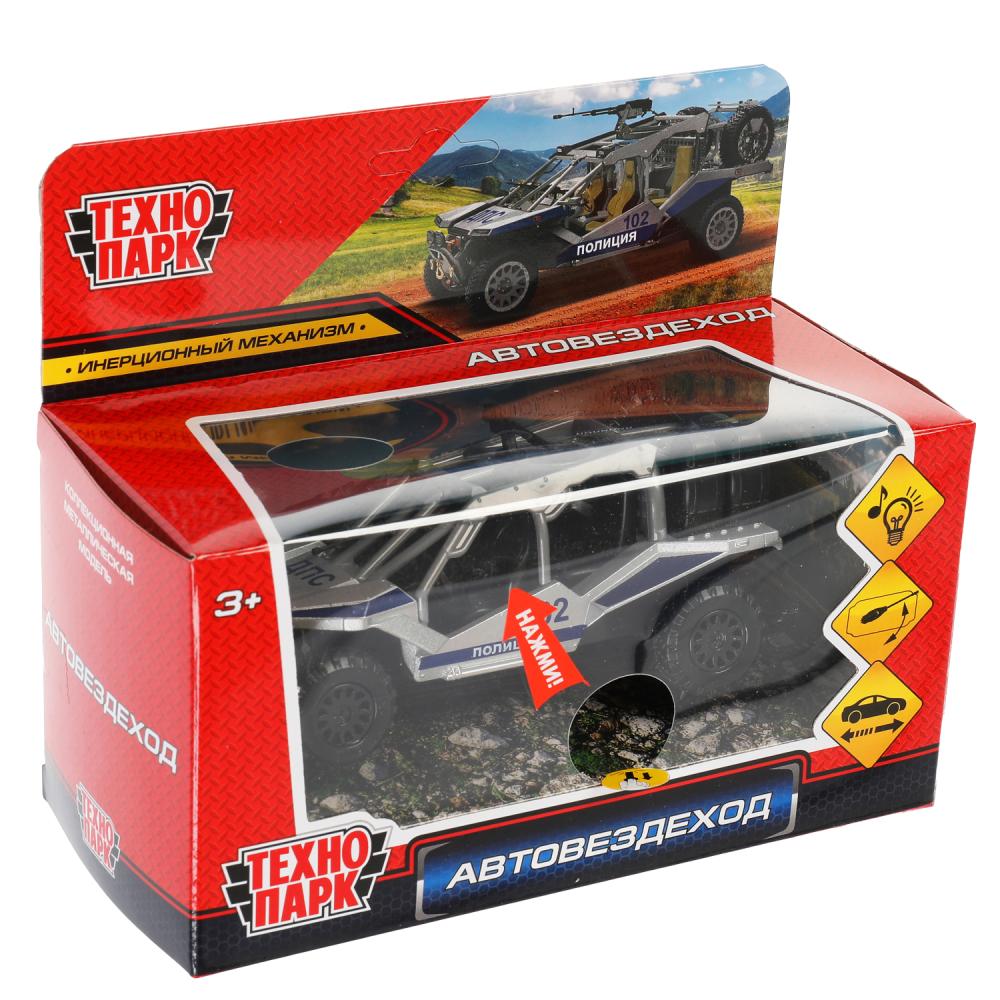 Машина металл свет-звук АВТОВЕЗДЕХОД ПОЛИЦИЯ 12 см, пулемет, серебр, в кор. Технопарк в кор.2*36шт