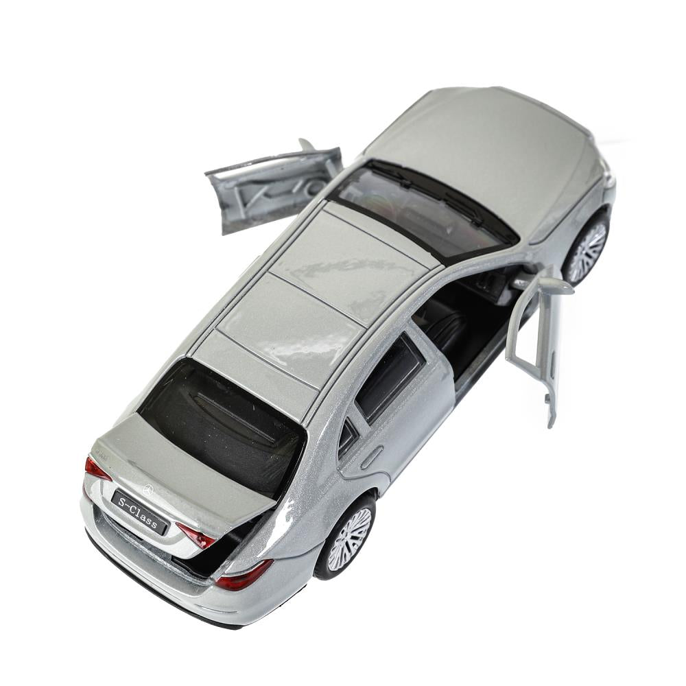 Машина металл MERCEDES-BENZ s-class v223 12см,дв,багаж,инер,серебристый,кор. Технопарк в кор.2*36шт