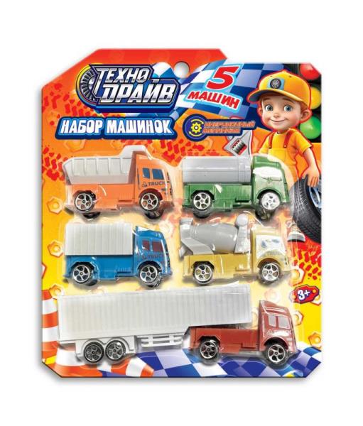 Набор машинок инерция, 5 шт., в ассортименте, блист.19,5*23*4см ТЕХНОДРАЙВ в кор.2*120наб