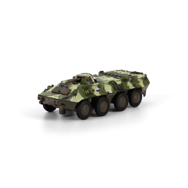 БТР-80 "ТЕХНОПАРК" МЕТАЛЛ. ИНЕРЦ. 12СМ, ОТКРЫВ ЛЮК, ВРАЩАЕТСЯ БАШНЯ. В РУСС. КОР. в кор.2*24шт