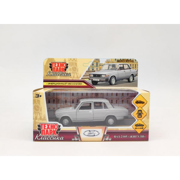 Машина металл LADA ваз-2105 1997 12 cm, двери, багаж,инерц.серебристый, кор. Технопарк в кор.2*36шт