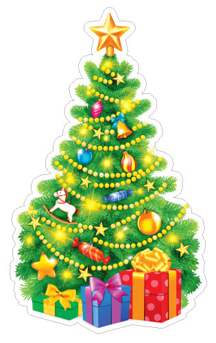 ФМ1-16616 Плакат вырубной А4. Елочка Новогодняя (двухсторонний, ВД-лак)