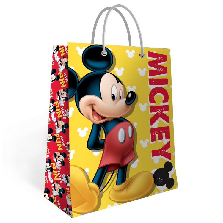 ND Play. Mickey Mouse Пакет подарочный большой (желтый с паттерном) 330*455*100 мм арт.298528