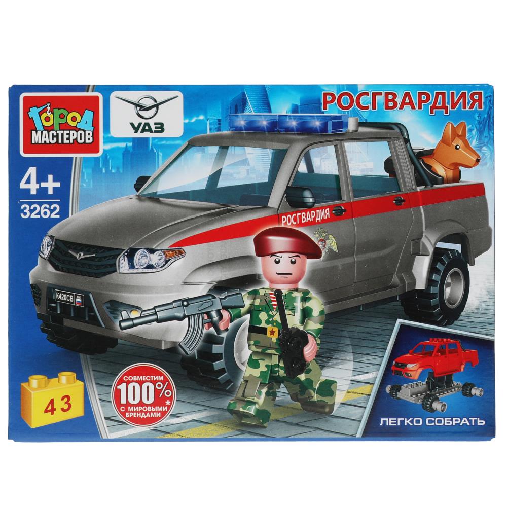Конструктор UAZ PICKUP РОСГВАРДИЯ, 43 дет. Город мастеров в кор.2*40шт