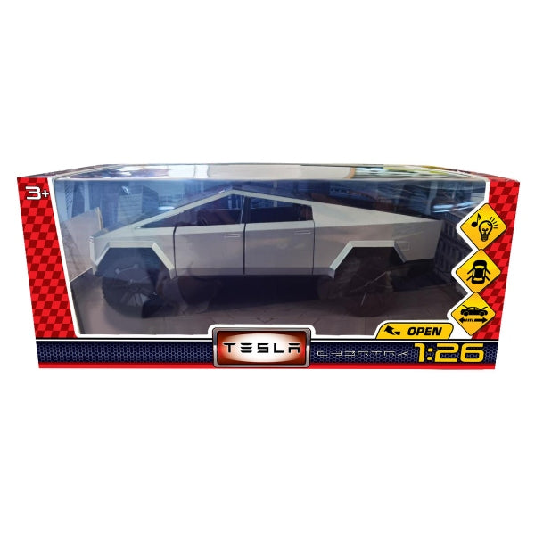 Технопарк. Модель "Tesla Электропикап" 23см, двери, капот, багаж., св-зв, инерц, серебр.арт.C2405-R