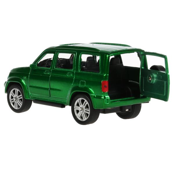 Машина металл УАЗ patriot зеленый 12см, откр. двери и багажник, инерц. в кор. Технопарк в кор.2*24шт