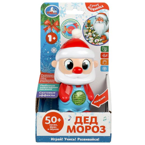 Умка. Музыкальная игрушка "Дед мороз" 50 песен,фраз,звук.,новогод. песенки,свет,кор,бат, арт.HT614-R