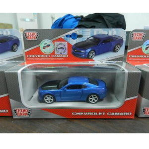 МАШИНА "ТЕХНОПАРК" МЕТАЛЛ. ИНЕРЦ. CHEVROLET CAMARO, 1:43, ОТКРЫВ. ДВЕРИ В РУСС. КОР. в кор.2*36шт