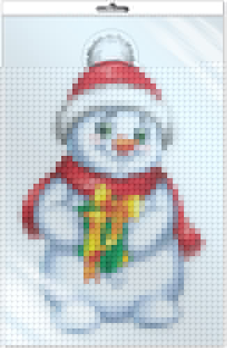 *ФМ1-16615 ПЛАКАТ ВЫРУБНОЙ А4 В ПАКЕТЕ. Снеговик с подарком (двухсторонний, ВД-лак, в индивидуальной упаковке, с европодвесом и клеевым клапаном)