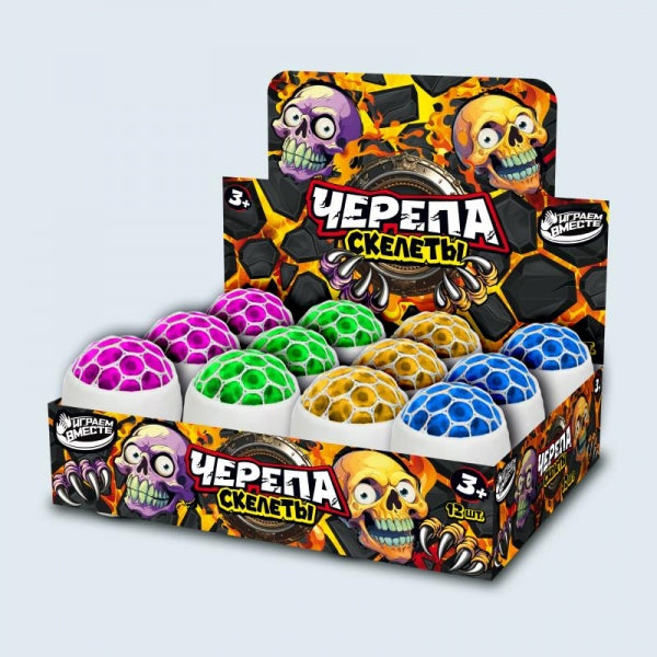 Игрушка-антистресс череп 6.5*6.5 см, цвета в асс., дисплей Супер Жим уп-12шт в кор.6уп