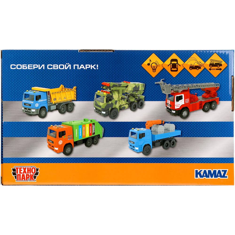 Машина пластик свет-звук KAMAZ ПОЖАРНАЯ МАШИНА 30см, вода, двери, инер, кор. Технопарк в кор.2*12шт