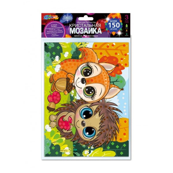 Кристальная мозаика в пакете 17*23 см лесные зверята МУЛЬТИ АРТ в кор.100шт