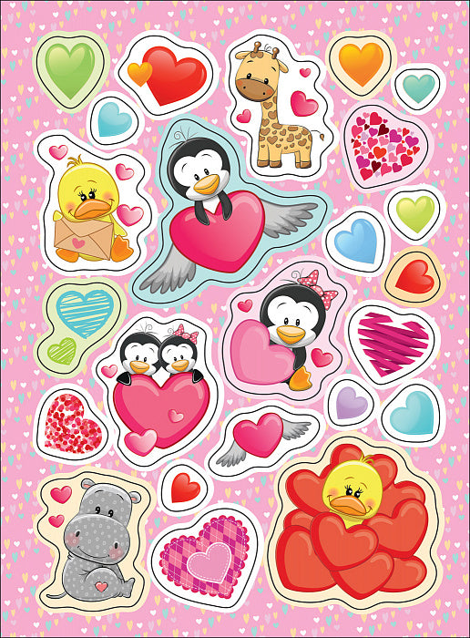 100 наклеек. Сердечки