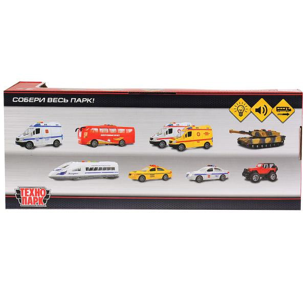 LOCO-30PL-BU Модель пластик свет-звук ТЕПЛОВОЗ 30 см, двери, 4 кноп, инер, синий, кор. Технопарк в к