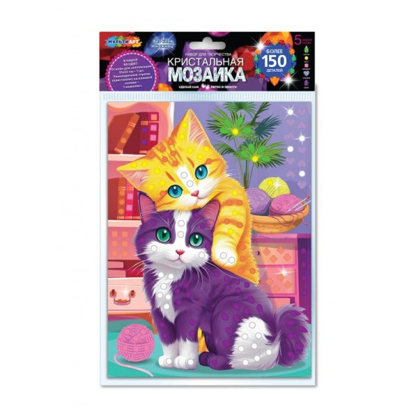 Кристальная мозаика в пакете 17*23 см котики МУЛЬТИ АРТ в кор.100шт