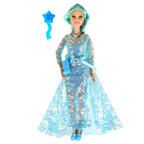 Карапуз. Кукла "София" 29см в голубом платье руки и ноги сгиб, маникюр, акс, арт.66001-BF21-S-BB