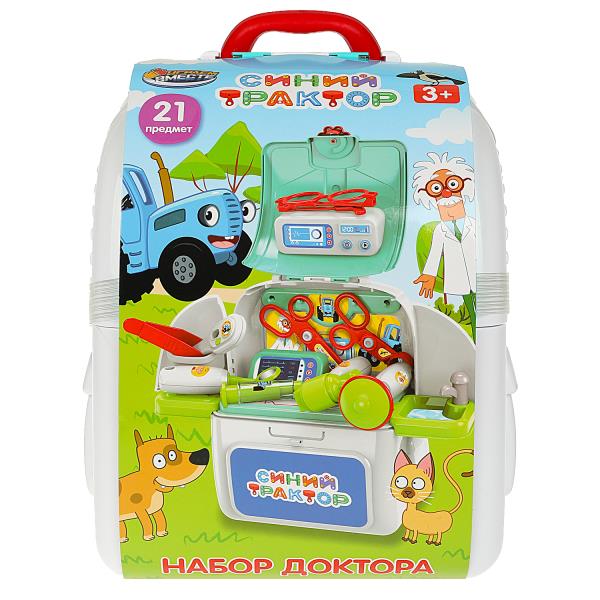 Набор доктора СИНИЙ ТРАКТОР пл.чемодан 39,5*21,5*40см ИГРАЕМ ВМЕСТЕ в кор.16шт