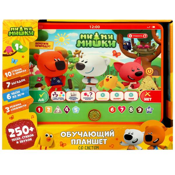 Обучающий планшет Ми-ми-мишки 250 песен,стихов,звуков.свет+ кор.бат. Умка в кор.36шт
