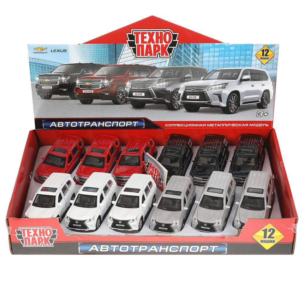 Машина металл CHEVROLET TAHOE/LEXUS LX570 12 см,двер,багаж,инерц,ассорт. Технопарк уп-12шт в кор.6уп
