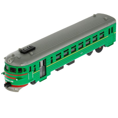 COMTRAIN-19SL-GN Модель металл свет-звук ЭЛЕКТРИЧКА длина 19 см, двери, инерц, зеленый, кор. Технопа