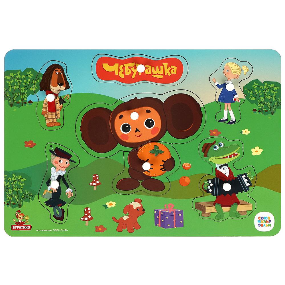 Игрушка деревянная рамка-вкладыш с ручками СОЮЗМУЛЬТФИЛЬМ 28*19,5см,термопак Буратино в кор.20шт