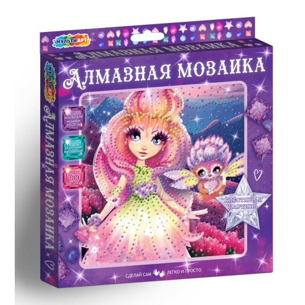 Алмазная мозаика 20*20 см цветочная фея МУЛЬТИ АРТ в кор.48шт