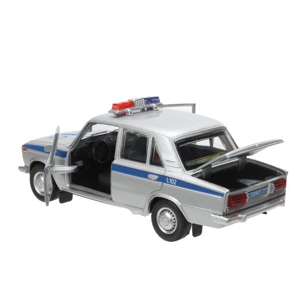 Машина металл свет-звук LADA ВАЗ-2106 13 cm,ПОЛИЦИЯ серебряный кор.технопарк Технопарк в кор.2*36шт