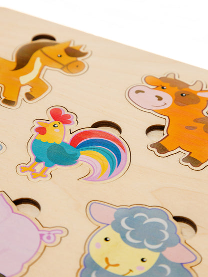 Игра развивающая деревянная "Домашние животные" (21х21см)