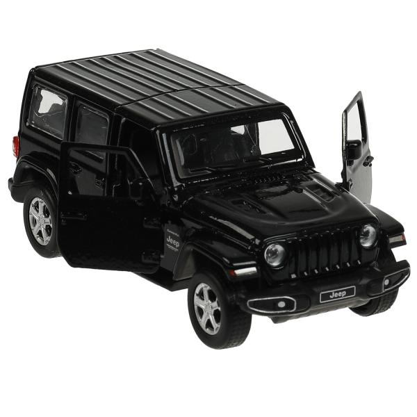 Машина металл JEEP WRANGLER SAHARA 12 см, двери, багаж, инерц, черный, кор. Технопарк в кор.2*36шт