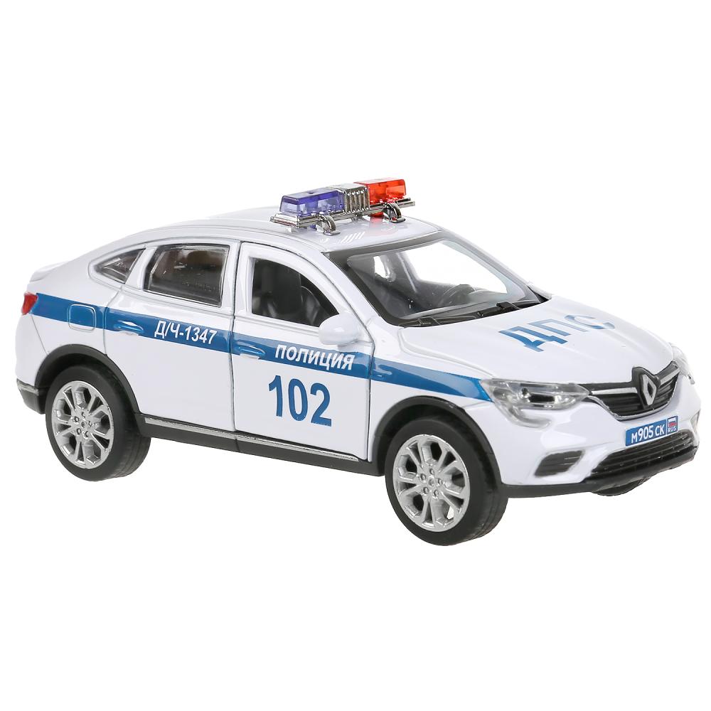 Машина металл свет-звук RENAULT ARKANA ПОЛИЦИЯ 12 см, двери, багаж, кор. Технопарк в кор.2*36шт