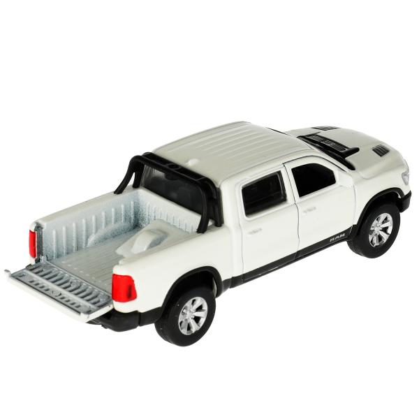 RAM1500-13-WH336807 Машина металл DODGE RAM 1500 REBEL 13 см, двери, багаж, инер, белый, кор. Техноп