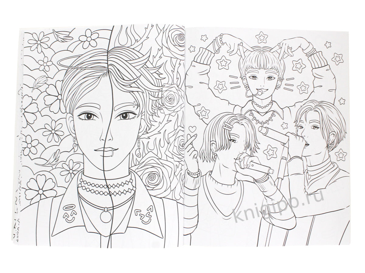 РАСКРАСКА АНИМЕ. К-РОР РАСКРАСКА