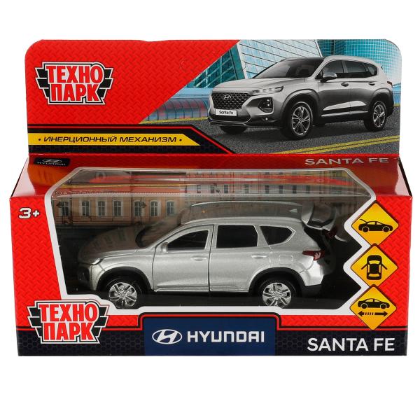 Машина металл HYUNDAI SANTAFE длин 12 см, двер, багаж, инер, серебрист, кор. Технопарк в кор.2*36шт