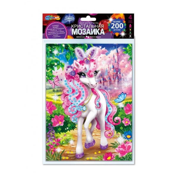 Кристальная мозаика в пакете 17*23 см единорог МУЛЬТИ АРТ в кор.100шт