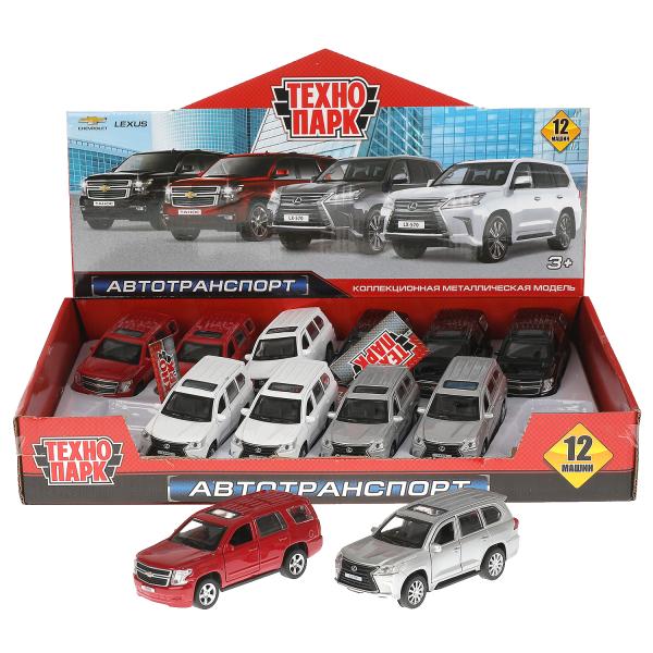 Машина металл CHEVROLET TAHOE/LEXUS LX570 12 см,двер,багаж,инерц,ассорт. Технопарк уп-12шт в кор.6уп