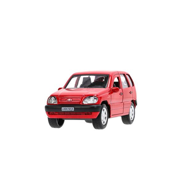 Машина металл LADA NIVA длина 12 см, двери, багаж, инерц, красный, кор. Технопарк в кор.2*36шт