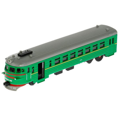 COMTRAIN-19SL-GN Модель металл свет-звук ЭЛЕКТРИЧКА длина 19 см, двери, инерц, зеленый, кор. Технопа