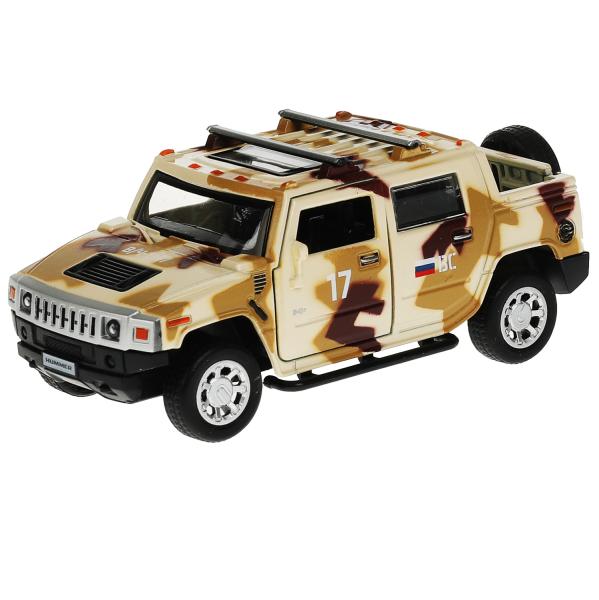 Технопарк. Модель "Hummer H2 Пикап Камуфляж" 12 см,мет,двер,ба,инер,песочный арт.HUM2PICKUP-12MIL-BN