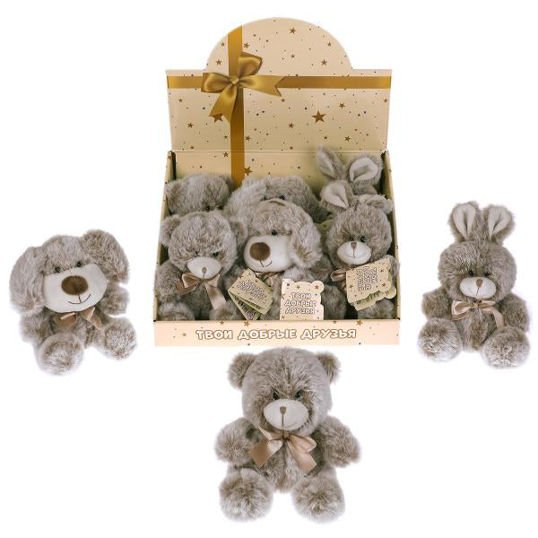 Игрушка мягкая дисплей "мишки,собачки,зайчики" 13см,без чипа,в дисп МУЛЬТИ-ПУЛЬТИ уп-9шт в кор.12уп