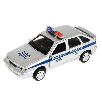 Машина металл свет-звук LADA-2114 "SAMARA" ПОЛИЦИЯ 12 см, двери, багаж, кор. Технопарк в кор.2*36шт