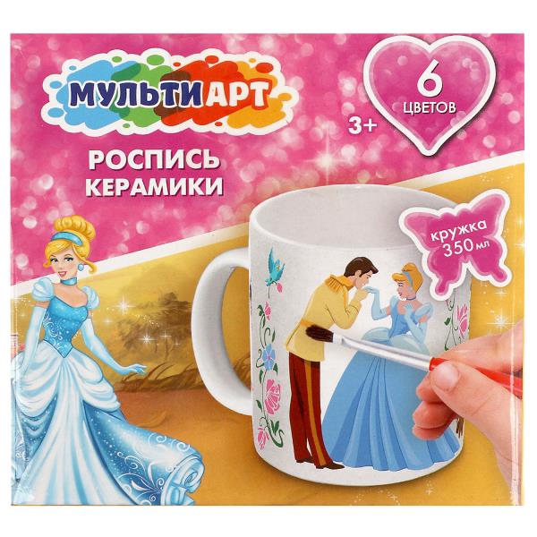 Набор д/дет тв-ва мультиарт кружка для росписи (краски, кисточка) принцесса МУЛЬТИ АРТ в кор.24шт