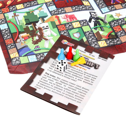 По мотивам Майнкрафт. Настольная игра-ходилка в треугольной кор. 300х300х50мм. Умные игры в кор.20шт