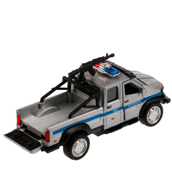 Машина металл ГАЗ ВЕПРЬ ПОЛИЦИЯ 12,5 см, двери, пулем, инерц, сер, кор. Технопарк в кор.2*60шт