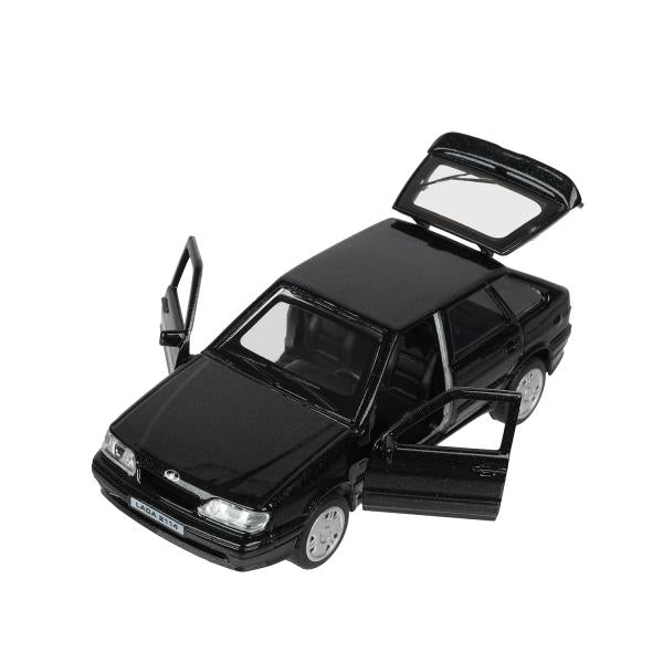 Машина металл LADA -2114 "SAMARA", 12 см, двери, багаж, инерц., черный, кор. Технопарк в кор.2*36шт
