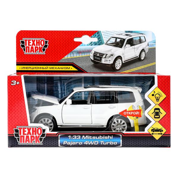 Машина металл свет-звук MITSUBISHI pajero 4wd turbo,14,5 см, двери, инерция Технопарк в кор.2*24шт