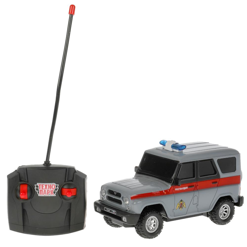 Машина р/у UAZ HUNTER росгвардия 18 см, свет, сер, кор. Технопарк в кор.2*24шт