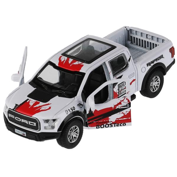 F150RAP-12SRT-WH 326504 Машина металл FORD F150 RAPTOR СПОРТ 12 см, двери, багаж, инерц, белый, кор.