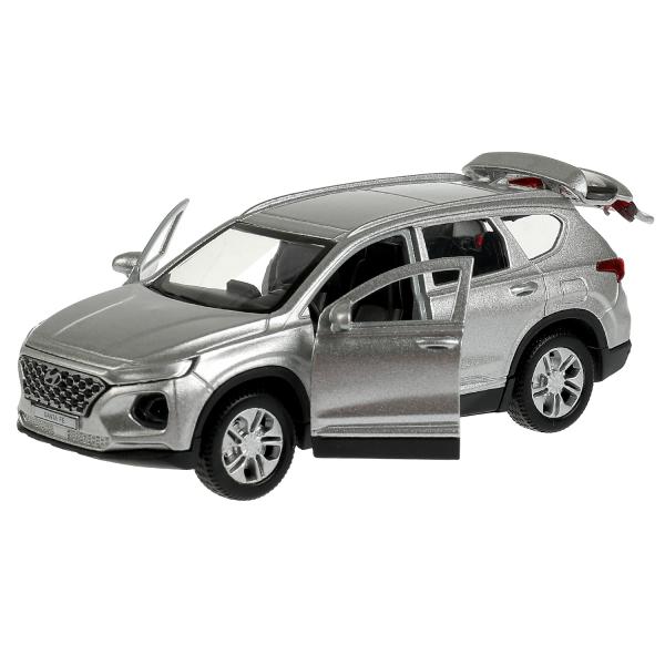 Машина металл HYUNDAI SANTAFE длин 12 см, двер, багаж, инер, серебрист, кор. Технопарк в кор.2*36шт