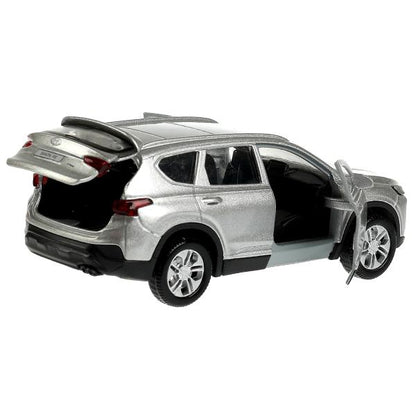 Машина металл HYUNDAI SANTAFE длин 12 см, двер, багаж, инер, серебрист, кор. Технопарк в кор.2*36шт